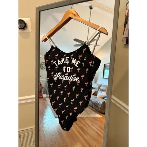 VICTORIA'S SECRET Swimsuit Scoop Back One Piece Take Me To Paradise Logo - Picture 2 of 4